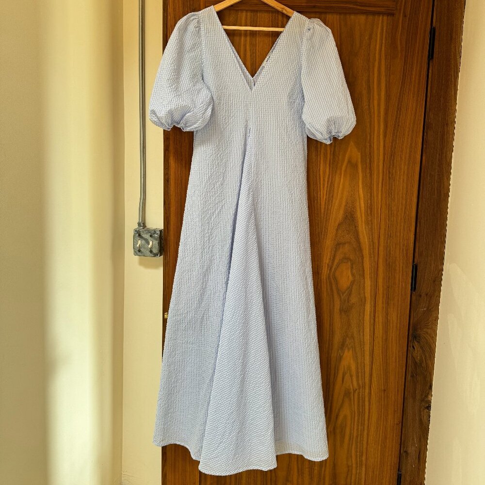 Ganni Seersucker Charron Maxi Dress Size 36